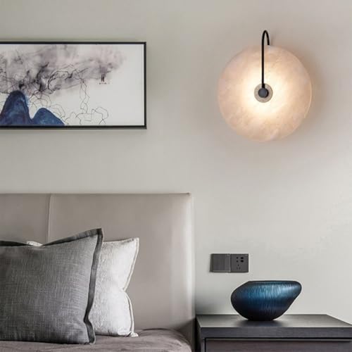 EOEO LED Mármol Redondo Aplique Pared 3 Temperaturas Color Base Metal Dolomita Lámpara Pared 7w Moderno Industrial Dormitorio Lámpara Cabecera para La Sala Estar Pasillo Estudio Comedor Villa