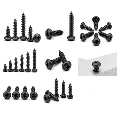 Image of By inchVP INDUSTRIES inch (Pcs-50) No.6x25 mm Pan Phillips Head Self-Tapping Screws - Black Zinc Coated Mild Steel, High-Tensile for Wood, Plywood, Plasterboards, Cabinets & DIY Use
