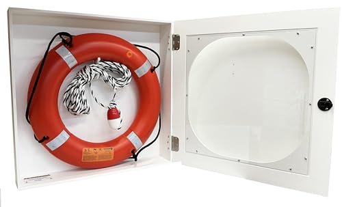Aquatic Technology Safety Station Cabinet Equipped with 24 Inch USCG Life Ring Buoy and Throw Line...
