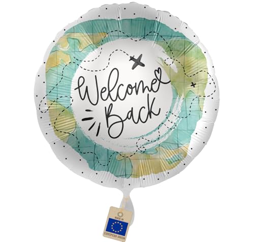 Folienballon Welcome Back Luftballon Heimkehr & Rückkehr Party Deko Reise Empfang Helium geeignet Made in EU
