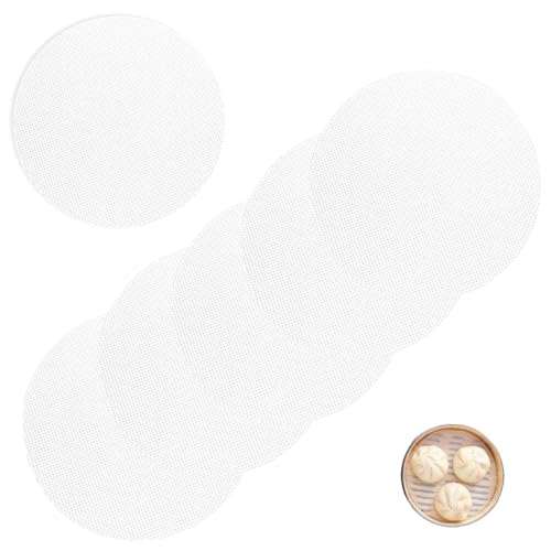 Heting-YQ 6 Piezas Almohadillas de Silicona para Vapor Antiadherentes Vapor Malla Redonda Reutilizable Tapete Vaporera Cocinar Bambu para Albóndigas de Masa Dim Sum