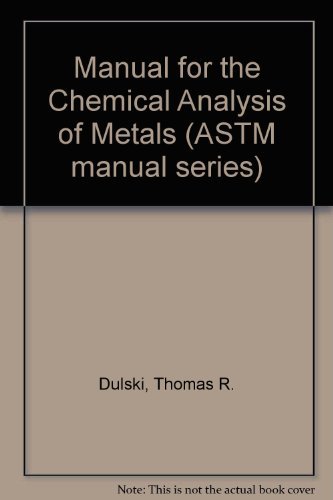 A Manual for the Chemical Analysis of Metals (Astm Manual Series)