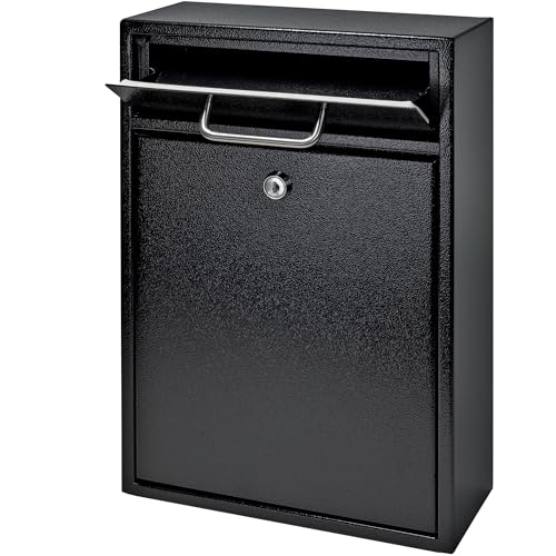 Mail Boss 7412 High Security Steel Locking Wall Mounted Mailbox-Office Comment Letter Deposit, Black Drop Box thumb #1