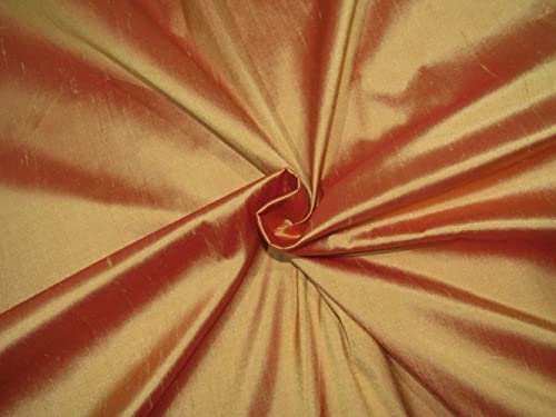 Soie Dupion 100% pure doré rouge laize 137 cm tissu soie sauvage bicolore