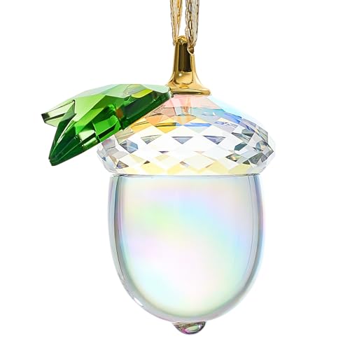 2025 Crystal Acorn Christmas Tree Hanging Ornament Glass Acorn Hanging Ornament Brown Crystal Sun Catcher Decoration Winter Party Home Decoration