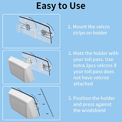 Allinko EZ Pass Holder for Windshield, Fits Most US States Toll Pass, Visor Accessories, Easy to Install and Remove, with Strong Suction Cups & 4pcs Mounting Strips, Holder for IPass, FasTrak, SunPass