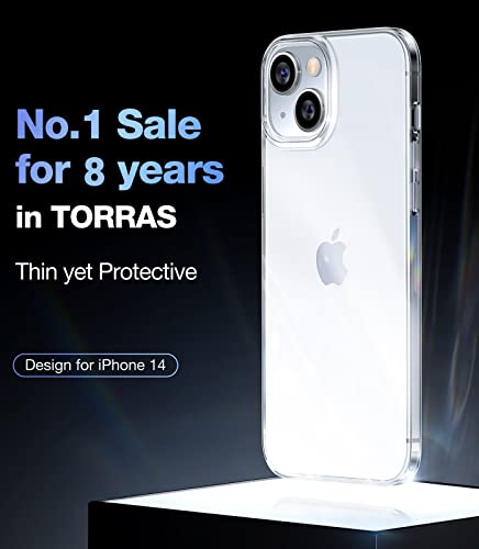 TORRAS Crystal Clear for iPhone 14 Case, [Anti-Yellowing][Military-Grade Protection], Slim Transparent Anti-Scratch Back, Soft Bumper, Non-Slip Protective Phone Cover, Clear 6.1" — view 2