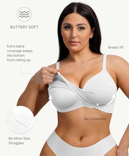 Image of FeelinGirl Wireless Supportive Bra for Women, Seamless Comfort Bralettes No Underwire Full Coverage Everyday Bras