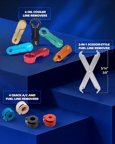 Image of Orion Motor Tech Master Quick Disconnect & Fuel Line Pliers Tool Set, 31pc Fuel Line Disconnect Tool Set with Fuel and AC Disconnect Pliers, Heavy-Duty Fuel Pipe Repair Set for Auto A /C Fuel Line