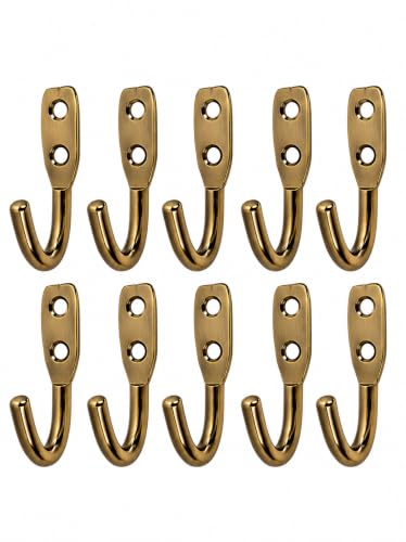 Image of iSTAR Stainless Steel Unbreakable J Type Hook Bathroom Hooks Cloth Hanger Wall Hook Door Robe Hooks for Hanging Keys,Clothes (Antique-Pack of 10)