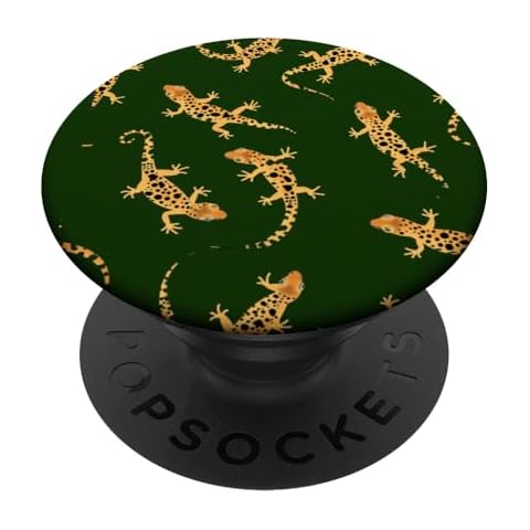 Leopard Gecko Lizard Pattern Reptiles Green PopSockets Standard PopGrip Cover