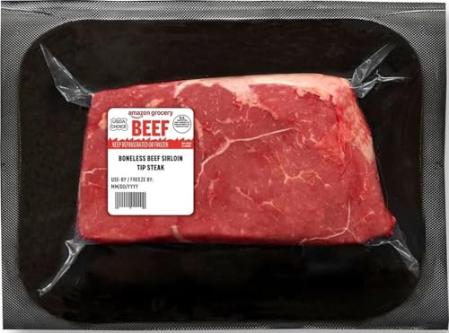 Amazon Grocery, Beef Sirloin Tip Steak, Boneless, USDA Choice, Weight Varies