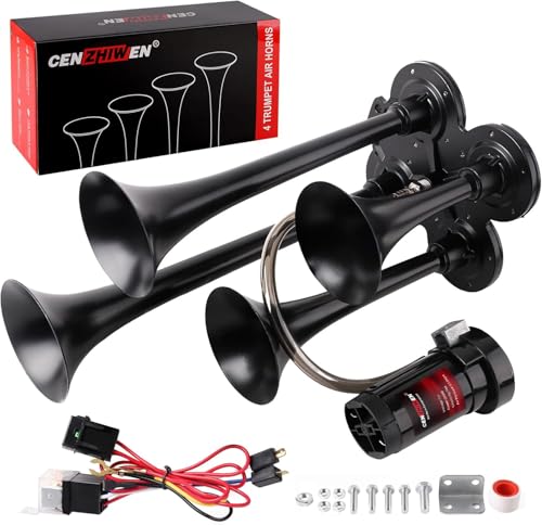 Train horn kit, .ultra loud dB. The Air horn with compressor is suitable for pickup/motorhome/SUV/truck/train 12V 150db and other vehicles (4 speakers)