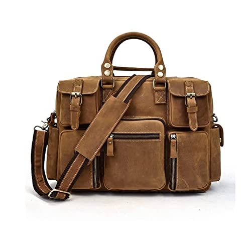 Genuine Leather Duffle Bags for Men, Travel Bags for Men Handbags Briefcases Mens Shoulder Bags (Color : Brown)