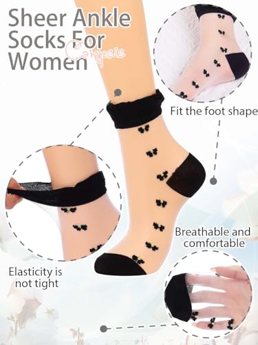 Image of Campsis Women Sheer Socks Sheer Ankle Socks for Women and Girls