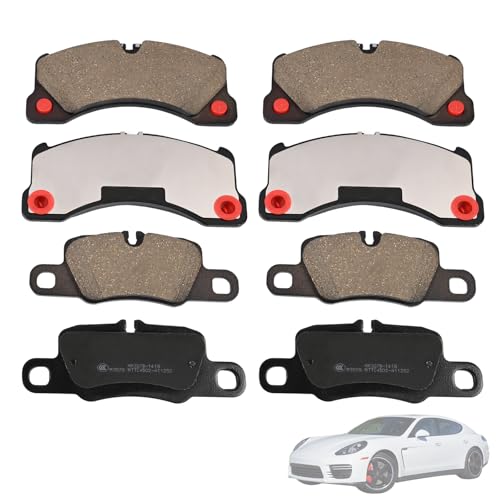 Promrmr 7P0698151 Ceramic Disc Brake Pad Kit Compatible with Porsche Panamera 2010-2020 Front & Rear Brake Pad Set 4-Wheel Set Replace 95835193900 971698451D