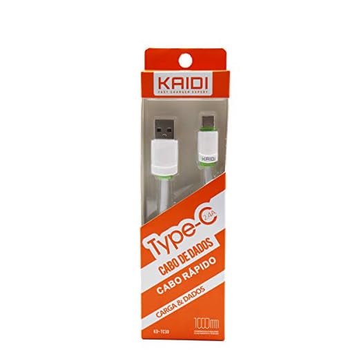 Cabo De Carregamento E Dados Celular Usb Tipo-C Carga Rápida 1Mt Kaidi KD-TC30