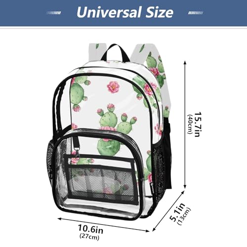 Clear Bag for Women Travel Floral Cactus Pink Flowers Kids Backpack Boys Girls Approved See through Bag4