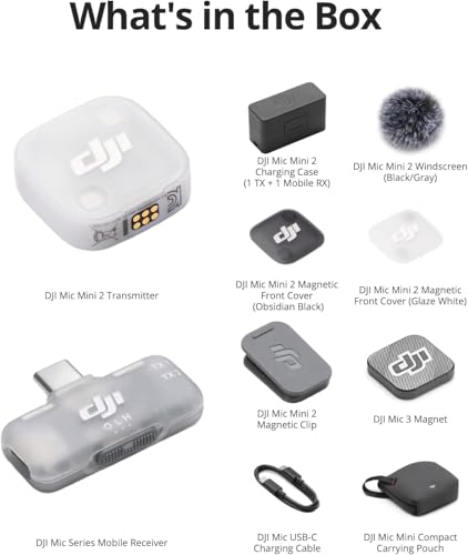 Image of DJI Mic Mini 2 (1 TX + 1 Mobile RX + Charging Case), Lavalier Wireless Vlogging Mic for iPhone /Android /Camera, Bluetooth Microphone, Live Streaming, Plug-and-Play, 24h Battery, Noise Cancelling