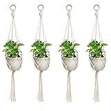 GINXIA 4 Pack Plant Hangers, Hanging Plant Holder Hanging Planter Stand Decorative Handmade Cotton R