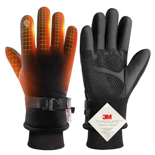 防寒手袋 防寒グローブ 【3Mシンサレート・裏起毛】 手袋 メンズ レディース スマホ対応 タッチパネル アウトドア バイク スポーツグローブ 防風 撥水加工 冬用 保温 厚手 革 滑り止め 紛失防止結び付け 男女兼用 (XL)