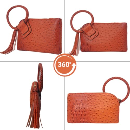 Image of NGIL Faux Leather Mini Wristlet Purse | Women's Handbag, Fashion Wristlet Wallet, Compact Everyday Purse with Fringe Tassel
