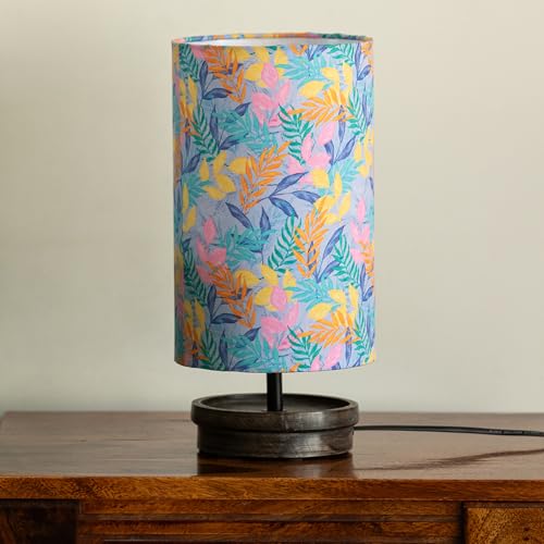 Image of ExclusiveLane 'Frond' Mango Wooden Table Lamp for Bedroom Living Room Home Decoration & Bedside Lamp Bed Lamps for Side Table Side Lamp for Bed Room (33.8 Cm, Without Bulb, Handcrafted)