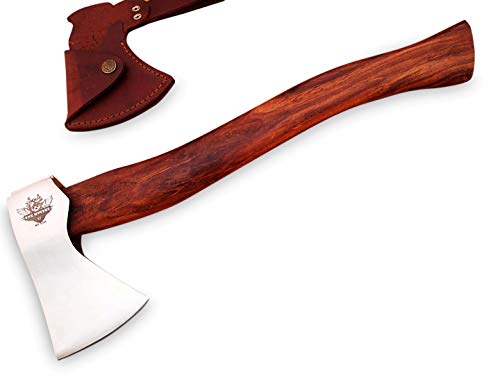 TNZ-620 High Carbon Axe 18 Long Hunting Camping Axe High Carbon Hatchet Viking Long Bearded Axe Leather Cover TNZ Hand Made High Carbon Knives