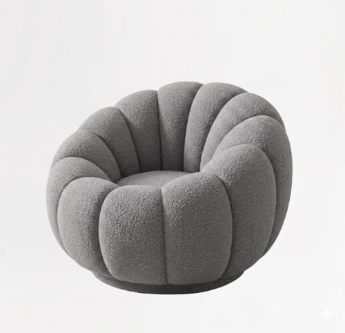 Image of CRAFTCITY Pumpkin Style Wooden Sofa | Contemporary Wool Sofa with Swen Pillow Back for Living Room (Grey, 4 Seater)