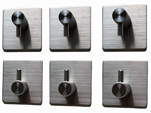 Preisvergleich Produktbild VOKARA Selbstklebend Handtuchhaken, 6 Stück 8kg Bademantelhaken Haken Wandhaken Edelstahl rostfrei Bad und Küche Handtuchhalter Kleiderhaken Ohne Bohren (6 pack)