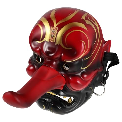 Masque Tengu japonais traditionnel en plastique au design artistique soigné
