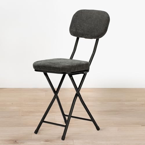 サンワダイレクト 折りたたみチェア コンパクト 軽量 クッション パイプ 布 背もたれ 持ち運び キッチン ファブリック スリム 完成品 ブラック 150-SNCH53BK