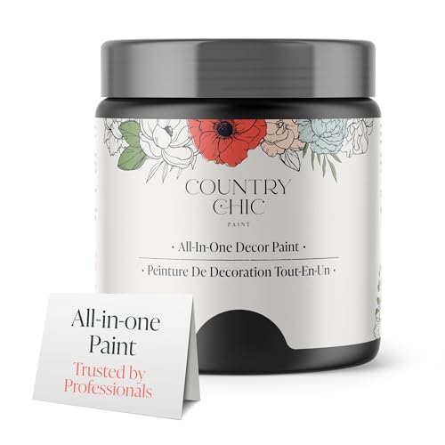 Country Chic All-in-One Chalk Paint for Furniture, Cabinets, Home Decor, Eco-Friendly, Matte Finish, Built-In Primer & Top Coat for Wood, Metal - Liquorice (Black) - Pint 16 oz (475 ml)