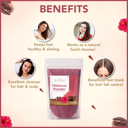 Image of Organic Hibiscus Powder (125gm) | Ayurvedic Herb for Hair Growth, Shine & Dandruff Control | Face Pack & Mask Ingredient | Pure Hibiscus Flower Powder | Pack Of 3
