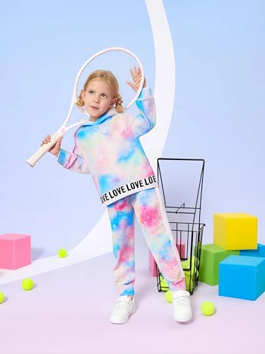 Image of Toddler Kid Girls Clothes Ribbed Color Block Long Sleeve Hoodie Sweatsuit Set Fall Outfits