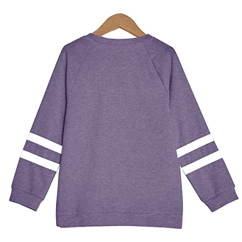 Image of Apbondy Girls Shirts Casual Long Sleeve Crewneck Loose Striped Sweatshirts Pullover Tops