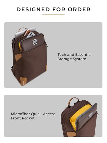 Image of EUME Gravon Laptop Backpack for Men & Women | 15.6 Inch Laptop Sleeve | 25L Water Resistant Premium Nylon & Microfiber Vegan Leather | Lightweight & Multipurpose | For Office Work & Travel