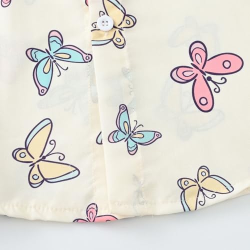 Toddler Boys Button Down Dress Shirts Little Girls Cute Butterfly Pattern Short Sleeve Tshirt Summer Beach Clothes for Kids4