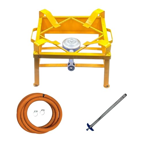 Image of Amaru Single Burner Iron Square Chulha Canteen Bhatti Commercial Gas Stove -Multi Colour, Manual (Large-14x14x10.5)