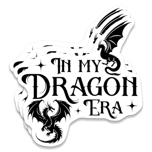 (3 piezas) In My Dragon Era - Calcomanía de cuarto ala para amantes de los libros de lectura Kindle, asistente de agua, vinilo impermeable troquelado para botella de agua, automóvil, casco,