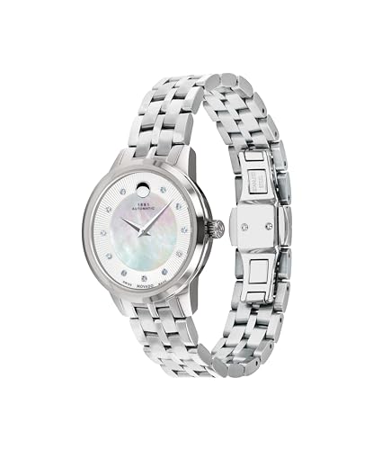 Movado 1881 Women's Watch - Swiss Automatic Movement, Stainless Steel Link Bracelet with Diamonds - 3 ATM Water Resistance - Luxury Fashion Timepiece for Her - 30mm2