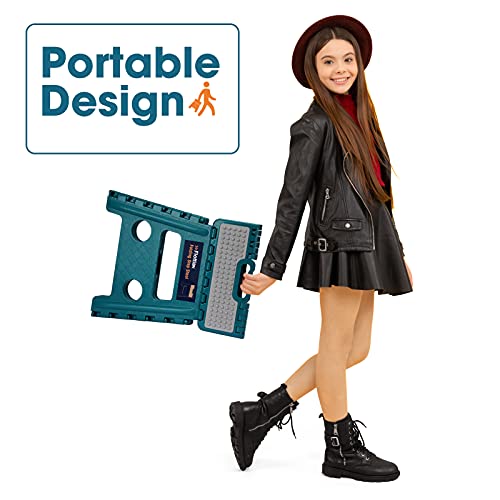 Image of Flottian 13 inch Folding Step Stool for Adults and Kids Holds Up to 300 lbs,Non-Slip Folding Stools with Handle, Compact Plastic Foldable Step Stool for Bathroom,Bedroom, Kitchen Turquoise Green,1PC