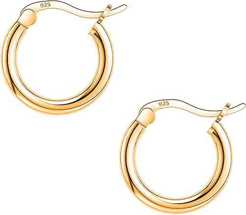 Savlano 925 Sterling Silver Round Hoop Earrings – 18K Gold Plated Hoop Earrings for Women & Men Comes in 10MM-25MM with a Gift Box2
