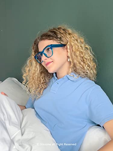 Image of VISOONE Square TR90 Blue Light Blocking Glasses with Anti Glare Computer Glass Woman and Men SAGE