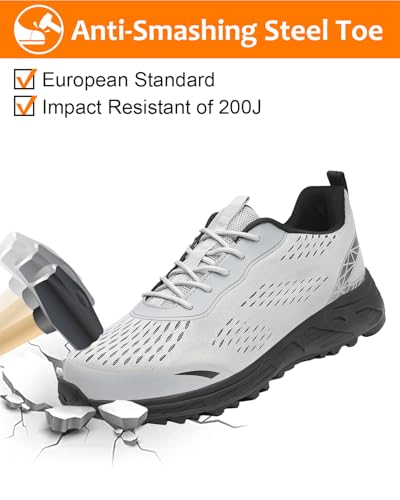Image of VikoViren Slip On Steel Toe Shoes Men Loafers Safety Work Sneakers | Non Slip, Puncture Proof, Lightweight, Comfortable, Breathable, Indestructible Loafers Construction Shoes, Tennis, Casual