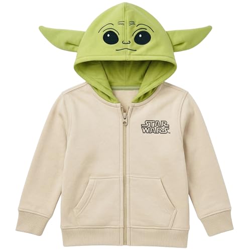 Star Wars Kids Hoodie - The Mandalorian Grogu Baby Yoda Zip-Up Sweatshirt/Costume Hoodie Adorable and Cozy Little Kids Outfit for Juvy Size 7 Years