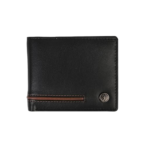 Image of Red Tape Black Brown Men's Leather Wallet | RFID Blocking Bi-Fold Wallet with Metal Logo, 7 Card Slots & 2 Cash Compartments