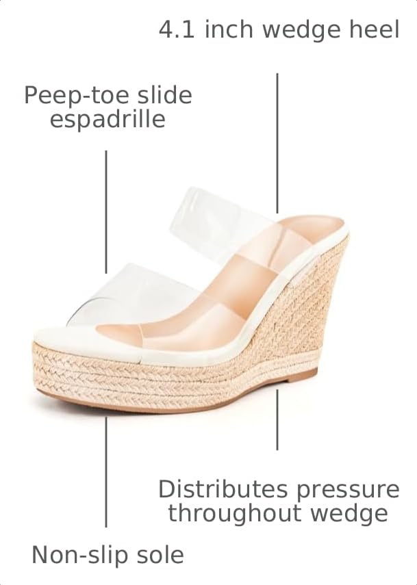 Image of WIRALOMI Women Clear Wedge Heel Sandals Slip On Espadrilles Platform Sandals Slide Summer Beach Crystal Mules Sandals