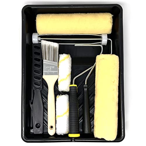 Allgala 9-Piece Lint Free Paint Roller Kit With Roller Frames Covers Brush Mixer And Large Tray - Th10301 #TOP1
