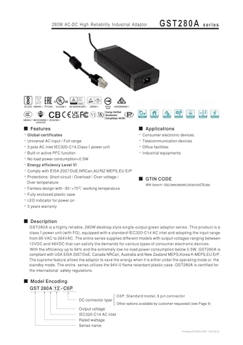Adaptateur Industriel 280 W CA-CC GST280A alimentation stable - 3
